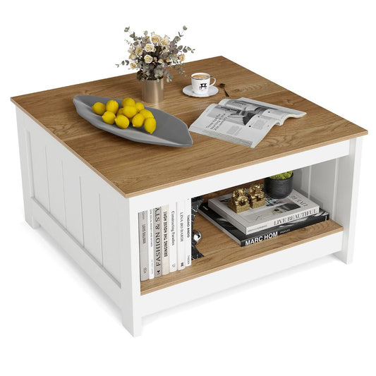 Coast Salontafel set van 2 - 2-laags - met opbergruimte - naturel & wit