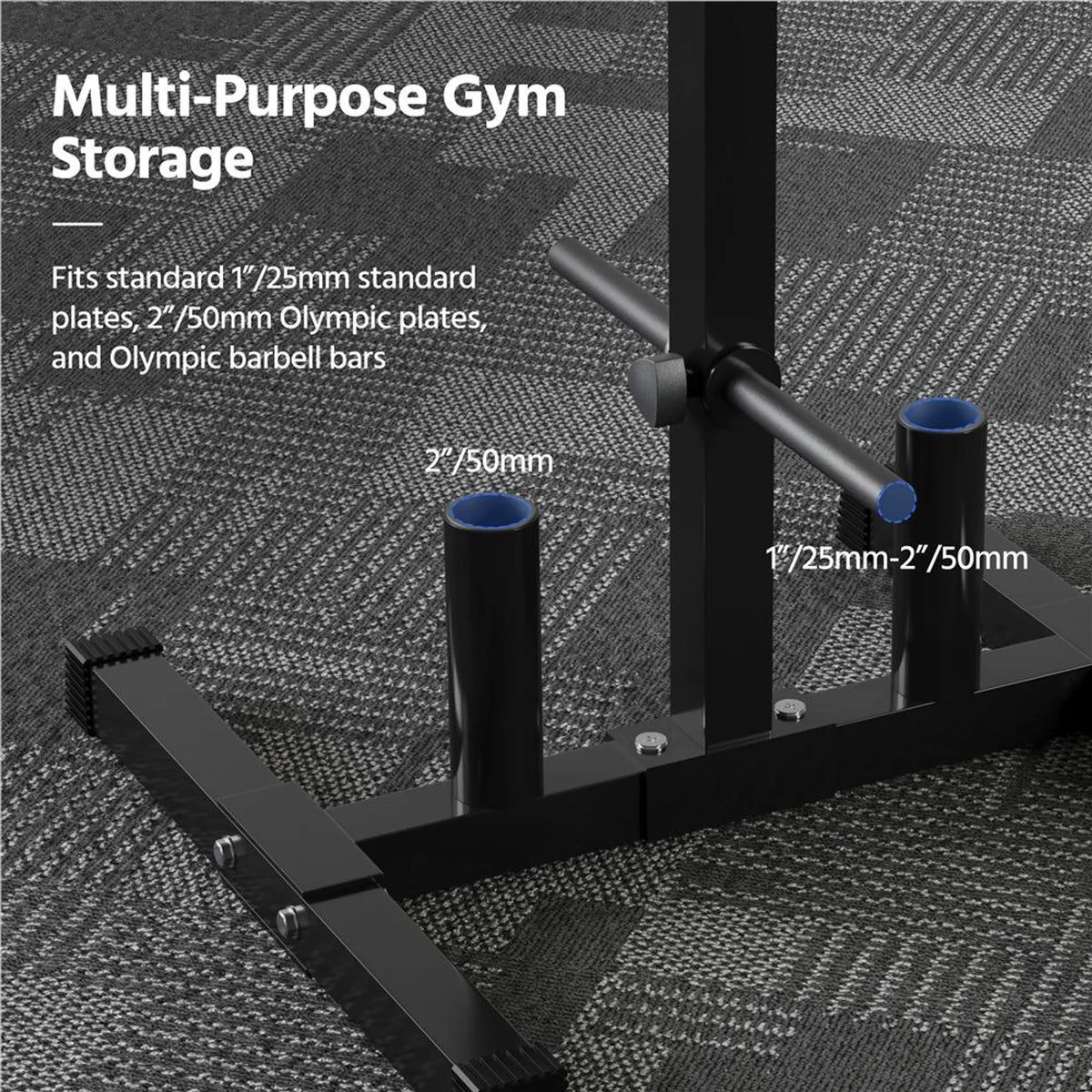 Yaheetech Halterrek Voor Gewichtsschijven – Voorzien Van 6 Schijfhouders En 2 Halterstanghouders En Plastic Beschermvoetjes – Voor Home Gym – Zwart Poedergecoat Metaal – 68,5 x 61 x 113 cm