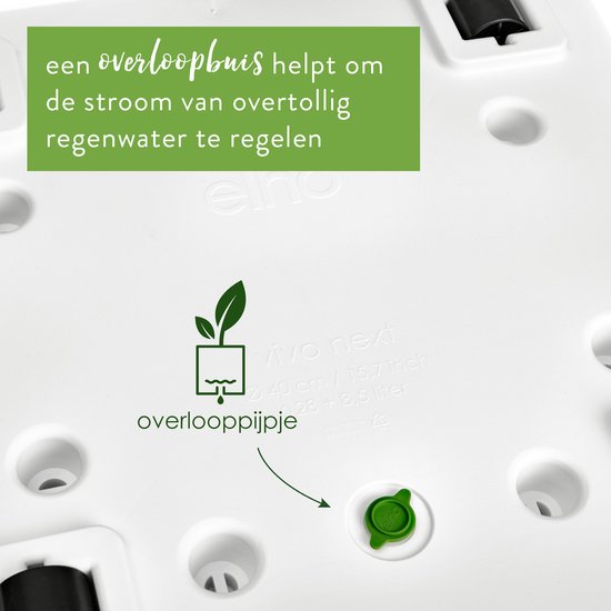 Elho Vivo Next Vierkant 40 - Plantenbak voor Binnen & Buiten - 100% Gerecycled Plastic - L 39.0 x H 37.9 cm - Wit