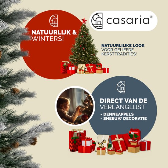 Casaria Kerstboom 180cm PVC – Sneeuw Effect Denneappels - Groen-Wit