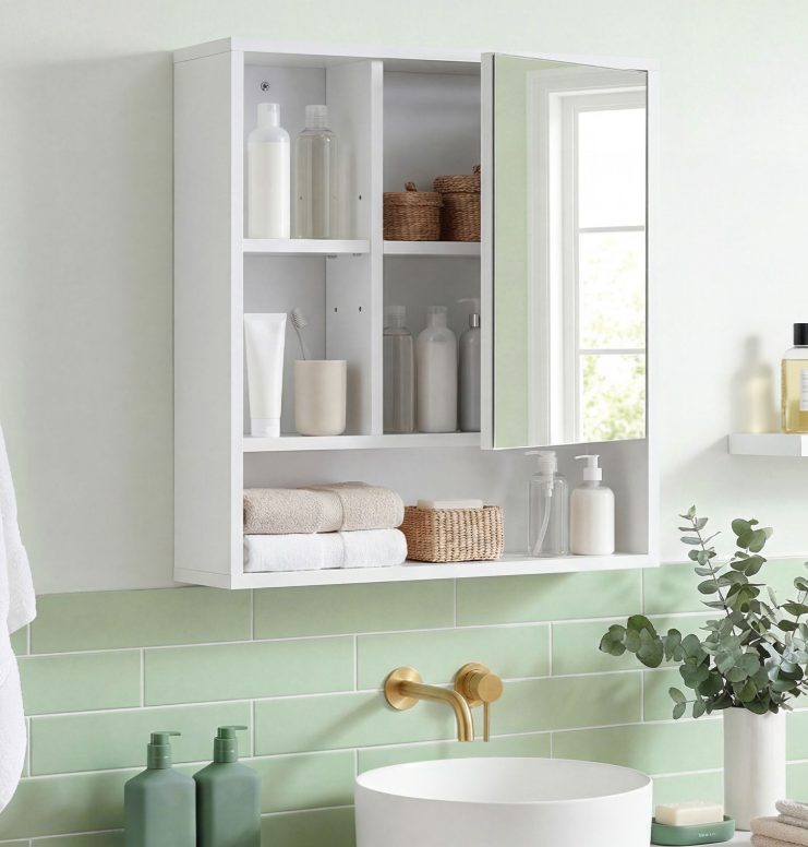 Coast Wandkast met Spiegel en Verstelbare Plank - 56 x 16 x 61 cm