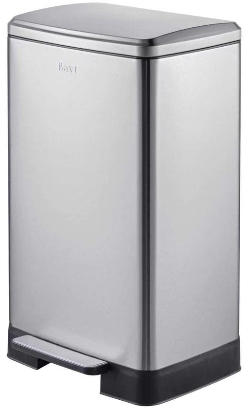 Bayt Prullenbak - Prullenbak 60 Liter - Pedaalemmer 60 liter - Vuilnisbak 60 liter - Afvalbak - RVS - Zilver