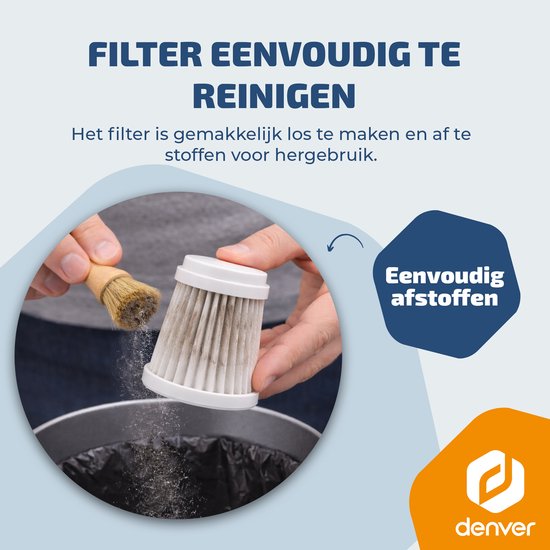 Denver Stofzuiger - Kruimeldief - Auto stofzuiger - Air Duster - 6 opzetstukken - Zuigen en blazen - Handstofzuiger - Stofreiniger - HVC45