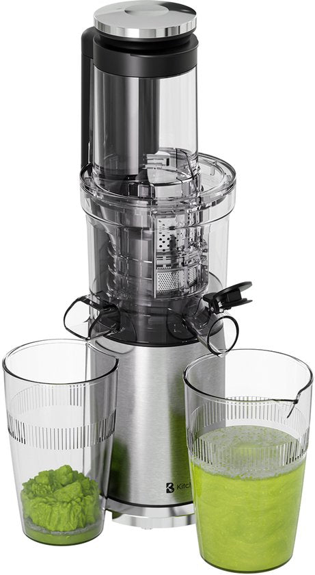 KitchenBrothers Slowjuicer - Verticaal - Juicer - Groenten en Fruitpers - 80 mm - 750 ml - Grijs