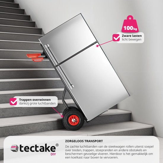 tectake® - Steekwagen tot 100kg - transportwagen - robuust met uittrekbaar frame.