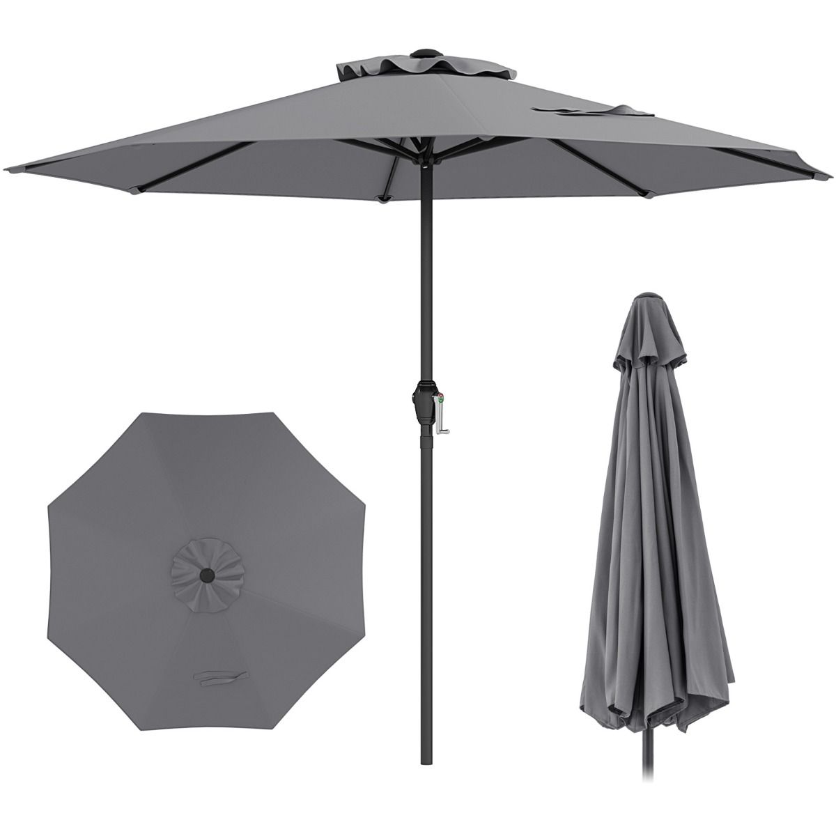 Coast Terrasparasol met slinger - geventileerd dak - 8 stevige ribben - bruin - 260 cm