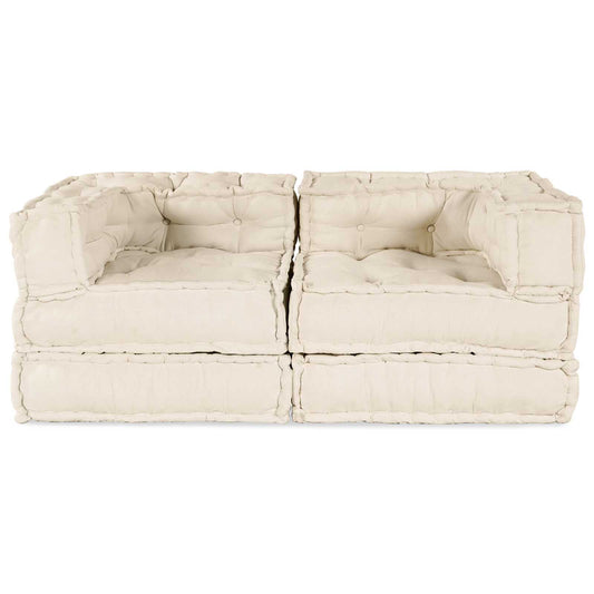 vidaXL Modulaire Hoekbank 2-Delig – Crèmekleurig – Voor Binnen & Buiten – 140 x 70 x 56 cm