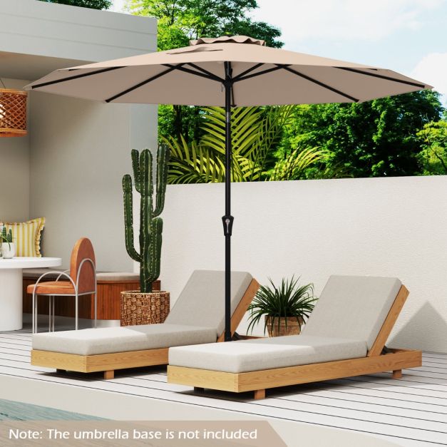 Coast Terrasparasol 303 cm Bruin – Kantelbare Parasol met Zwengel & 8 Baleinen Dubbelgelaagd voor Tuin, Terras & Zwembad