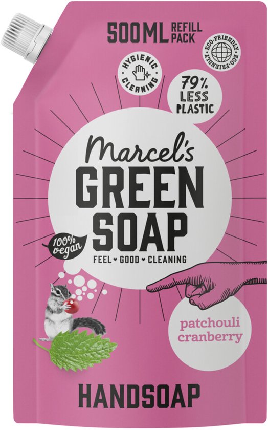 Marcel's Green Soap Handzeep Navulling - Patchouli & Cranberry - 6 x 500ml