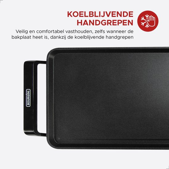 Bourgini Grillplaat XXL - Bakplaat - Grill apparaat - 90 x 24 cm - Teppanyaki - 8-10 personen - Anti-aanbaklaag - 2200W