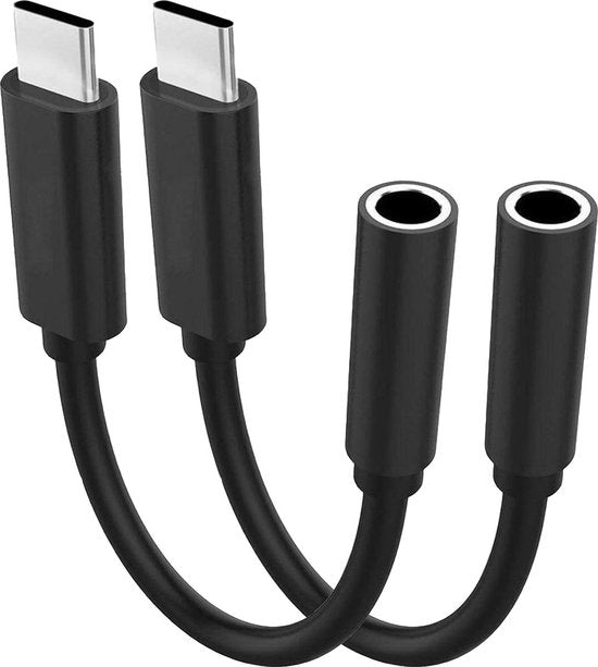 Techvavo® Set van 2 - USB C naar 3.5 mm AUX Adapter - Type-C naar AUX Connector - USB C naar Headphones Jack - Audiojack naar USB-C - Audiojack 3.5 - Audio Jack USB-C - Audio Jack Kabel - Geschikt voor Samsung