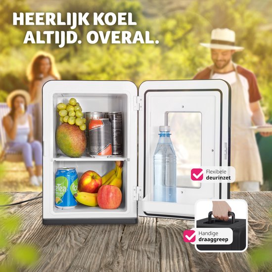 tectake® Mini-Autokoelkast - Draagbare minibar 14L - 2-in-1-functie: koelen en verwarmen - Ideale elektrische koeler voor dranken, medicijnen of make-up - Voor thuis of onderweg - ECO-modus