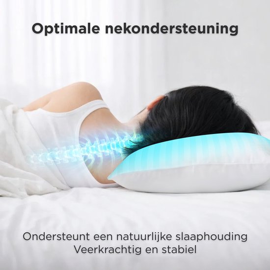 CozySense® Hoofdkussen - Set van 2 - 50x70 CM - Premium Slaapkussen - 100% Katoenen Tijk - Pillow - Ondersteunend Kussen voor Zij-, Buik- en Rugslapers