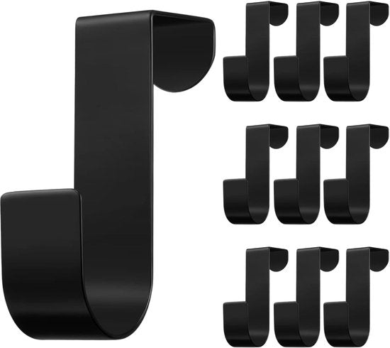 S Deurhaken – Kapstok RVS – 10 stuks – Over Deur – Handdoek & Kleding – Zwart