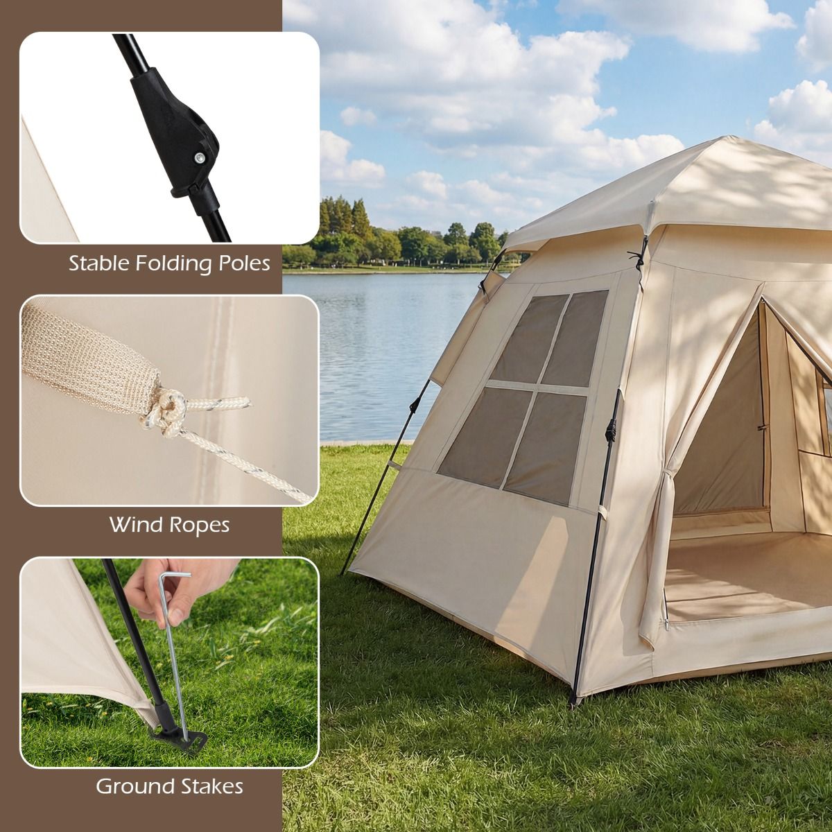 Coast Pop-up familietent - snel opzetbaar - 4 personen - beige