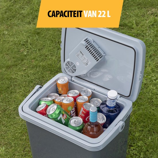 Tristar Koelbox KB-7424 - Coolbox 22 liter - Lichtgewicht met handvat - Thermo-elektrisch koelsysteem - Met 12V stekker voor onderweg en in auto - Om te vormen naar 230V netstroom stekker - Grijs