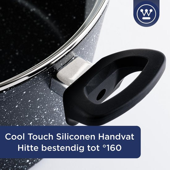 Westinghouse Braadpan – Ø 24 cm – Inductie – PFOA-vrij – Inclusief Deksel – Black Marble