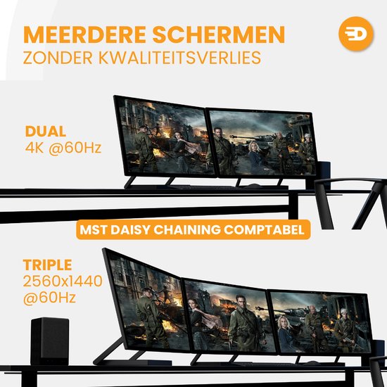 Drivv. Displayport Kabel - 8K 60Hz - 4K 144 Hz - 32.4GBps - Displayport 1.4 - DP Kabel - 2 meter - Modern Grey