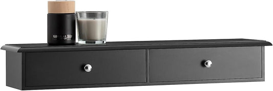 SoBuy Wandkast - 2 Lades - 64 x 10 x 15 cm - Zwart