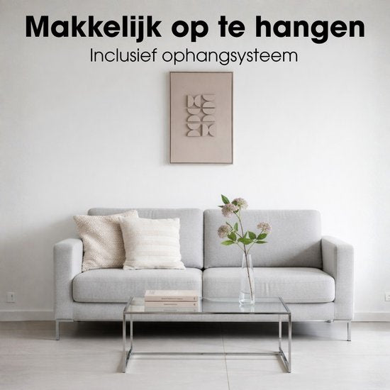 Mica Decorations Wanddecoratie - Wandpaneel Abstracte Kunst 60 x 40 x 3 cm - Woondecoratie voor Woonkamer of Slaapkamer - Lichtgrijs