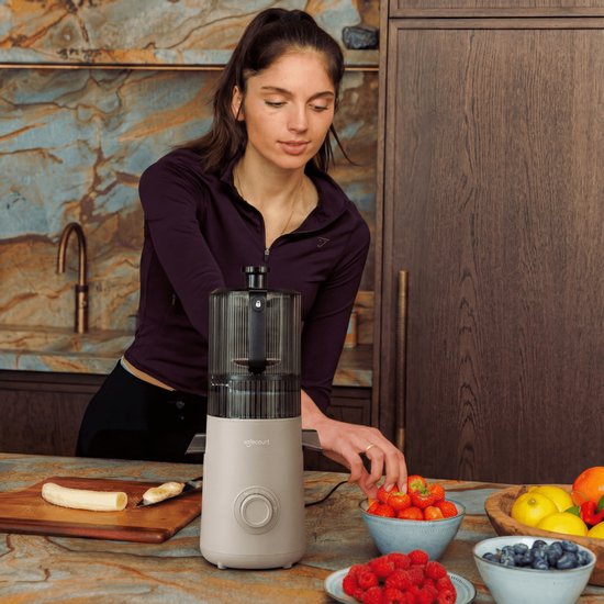 Safecourt Kitchen Slow Juicer XXL - krachtige motor [Pre-cutter & Cold-press technologie] - eenvoudige reiniging - BPA-vrij - sapcentrifuge Beige