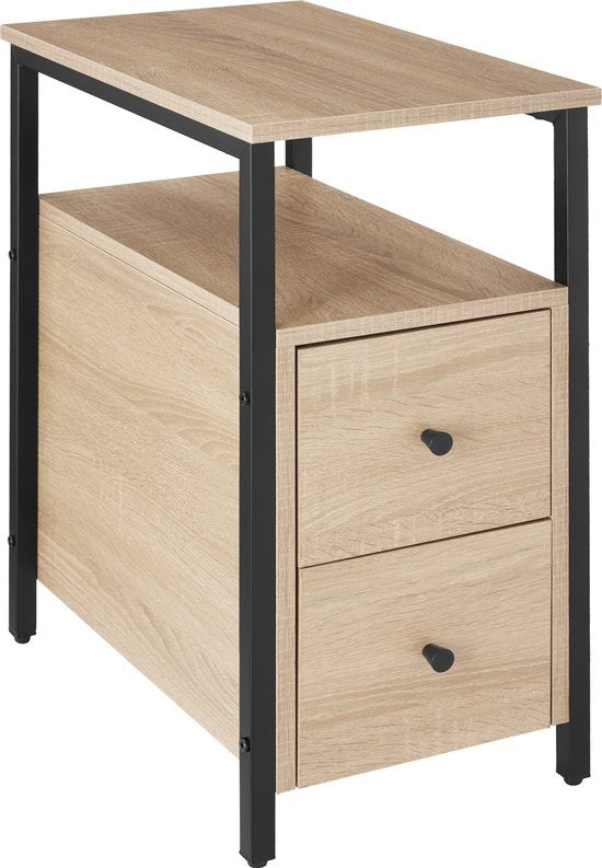 tectake - Nachtkastje bijzettafel Tullamore - 49,5x30x61,5cm - industrieel - lichtbruin - 404729