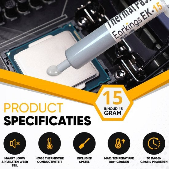 Koelpasta Thermal Paste - CPU Koeler 15 Gram - EarKings Koelpasta CPU