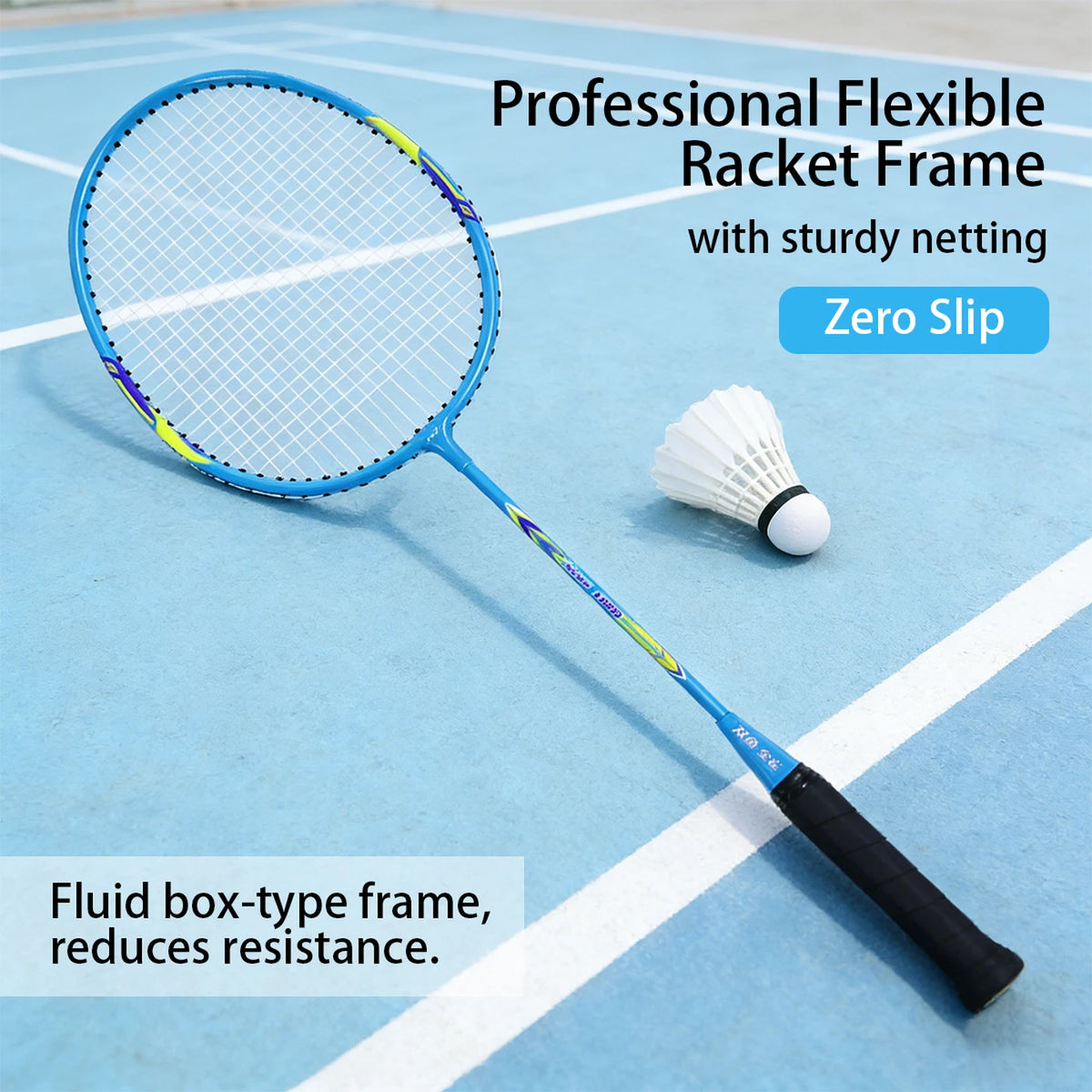 Double Fish JinQue Badmintonracket Set 1308 - 2 Rackets - Lichtgewicht - Duurzaam - Inclusief Tas - Blauw