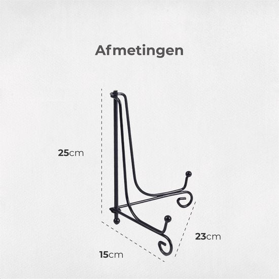 Lucht Bordenstandaard - Groot - Borden en Boeken - Display - Standaard - Houder - Steun - Rek - Hanger - Sierborden - Kookboek - Zwart - Metaal