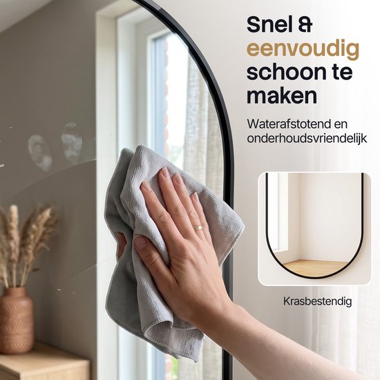 Infinity Goods Wandspiegel Ovaal - 160x50 cm - Design Spiegel - Wandmontage Spiegel - Metalen Rand - Modern - Kleedkamer Spiegel - Zwart