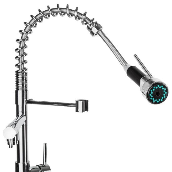 TecTake Keukenkraan - Flexibele sproeikop - 12 cm hoog - Dubbele kraan - 402140