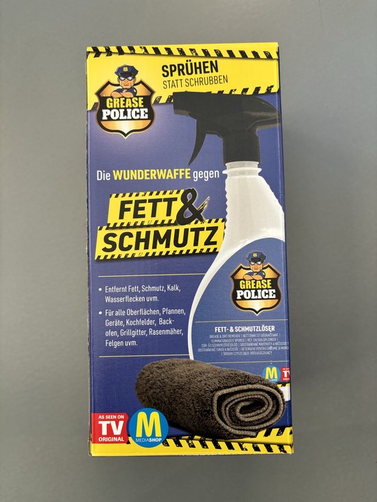 Grease Police incl. Microvezeldoek | Krachtige reiniger tegen vet en vuil | Allesreiniger en Ontvetter voor keuken, badkamer en tuin