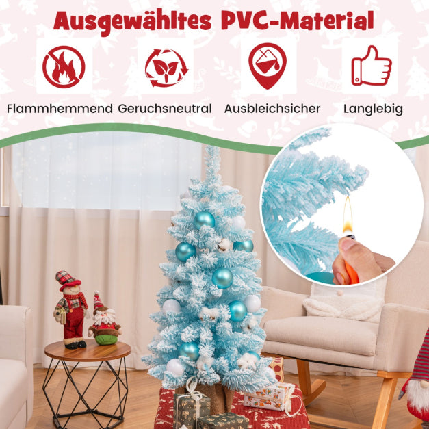 Coast Kerstboom - PVC - 136 Takpunten - Incl. 24 Ballen & 12 Wattenbollen - 44x90 cm - Blauw