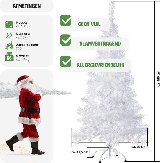 Tectake - witte Kunstkerstboom - 180 cm - incl. standaard - Kerstboom - Dennenboom - 533 punten - 402821
