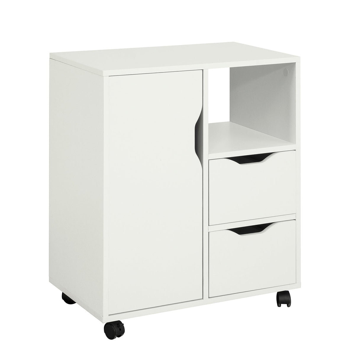 SoBuy Kantoorkastje - Printer standaard met Laden en Deur - Max. 50KG - 60 x 35 x 70 cm - Wit