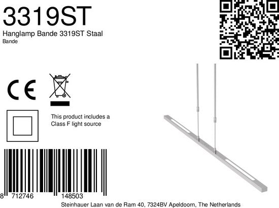 Steinhauer - hanglamp - Bande - staal - kunststof metaal - design lamp - LED - 3319ST
