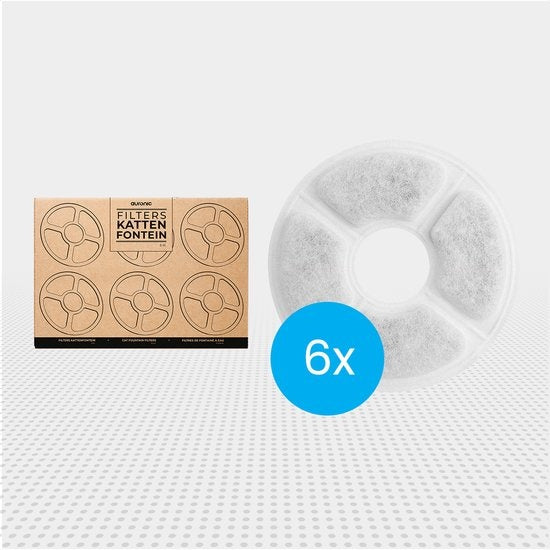 Auronic Drinkfontein Filters - 6 Stuks - 3-Laags - Voor Auronic Drinkfontein AU1362 en AU3163