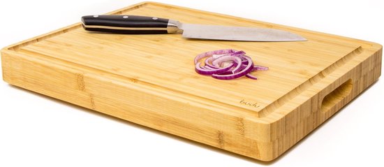 Budu Snijplank Dik Deluxe - Bamboe - 4CM dik - Snijplank Hout - Houten Snijplanken - Snijplank Cadeau - 29,5 x 40 x 4 cm