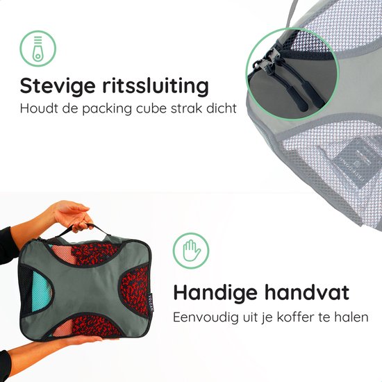 Volcan Inpakblokjes - Koffer Organizer Set - Rugzak en Koffer - 4-Delig - Reiscubes - Groen