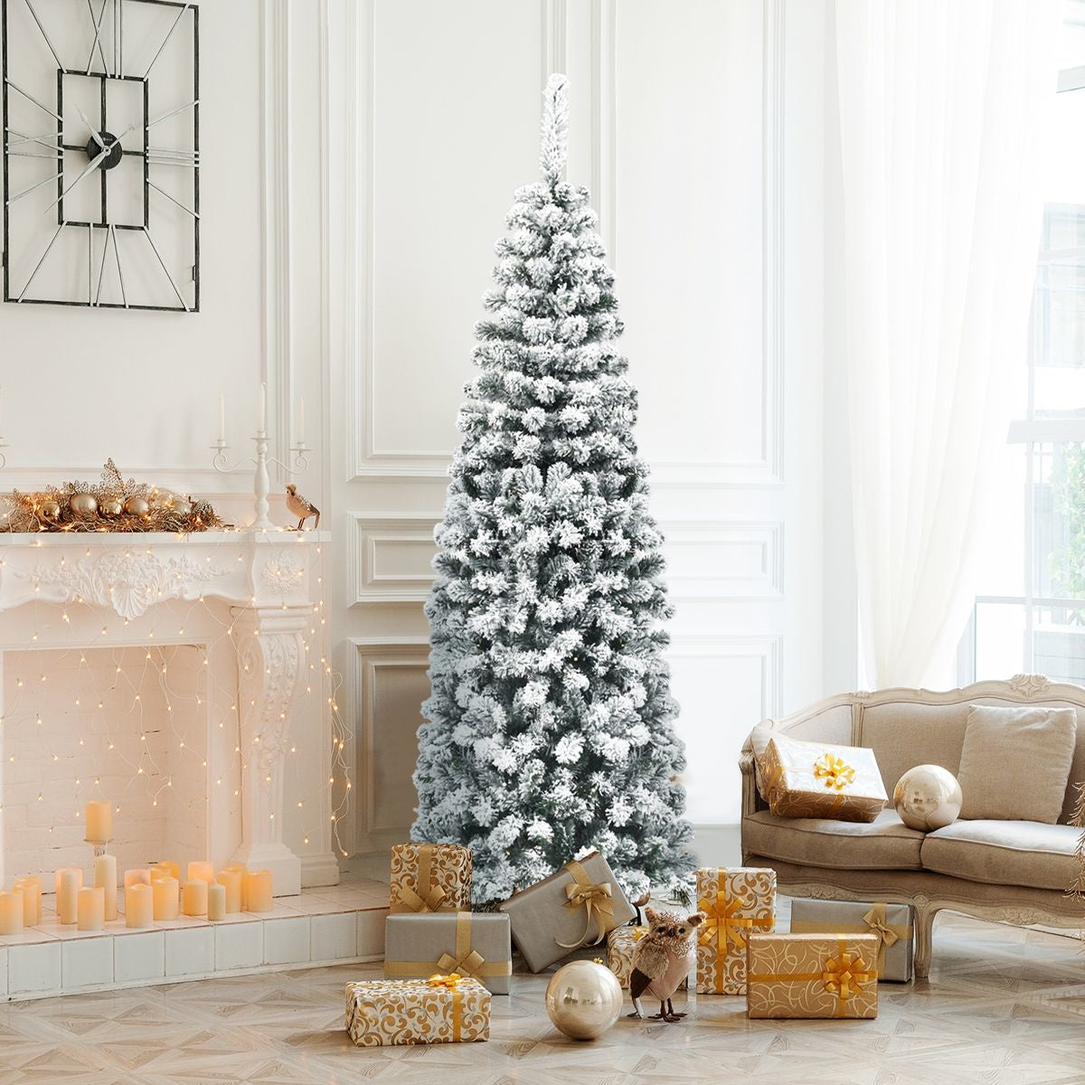 Coast Potlood Kerstboom Met Sneeuw - Met Metalen Voet - 180 cm