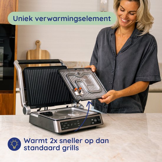 Safecourt Kitchen Contactgrill – Paninigrill en Tosti ijzer – Uitneembare PFAS-vrije platen & vaatwasserbestendig – Groot grilloppervlak – snel warm (2200W) – Tosti-apparaat