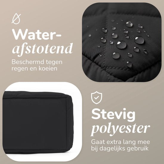 Mommsy Luiertas – Verzorgingstas – Mom Bag – Thermo Vak – Gewatteerde Puffer Stof – Mommy Bag – Extra Ruim – Waterafstotend – Organizer – Lichtgewicht – Zwart