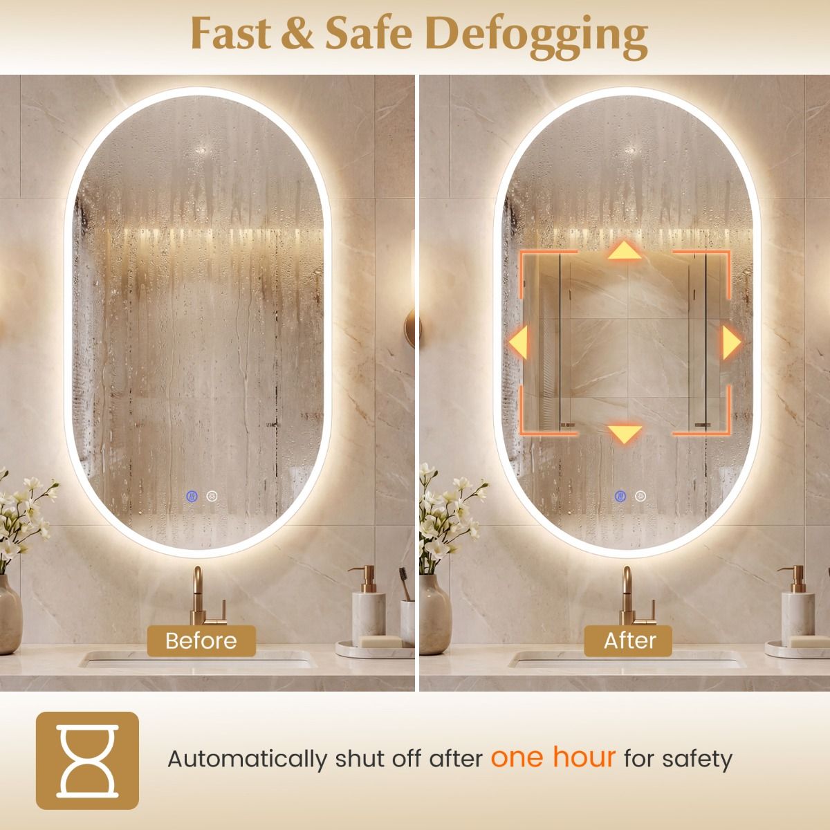 Coast Badkamerspiegel met LED-verlichting - anticondensfunctie - touchbediening - 90 x 55 cm - zilver