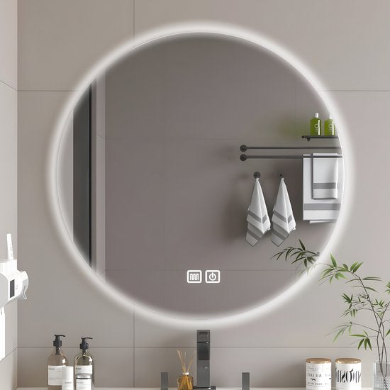Bayt Badkamerspiegel - Badkamerspiegel met Verlichting - Ronde Spiegel 60ø cm - Badkamerspiegel met Verwarming - Wandspiegel - Dimbaar - Anti-Condens