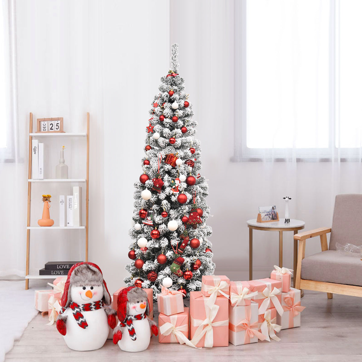 Coast Besneeuwde Slim Kunstkerstboom met LED Groen/Wit – 180 cm – 500 Takpunten en 250 Warmwitte Lampjes