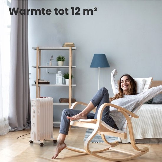 Auronic Olieradiator - Elektrische kachel - Thermostaat - Timer - 3 Standen - tot 1500W Heater - Wit