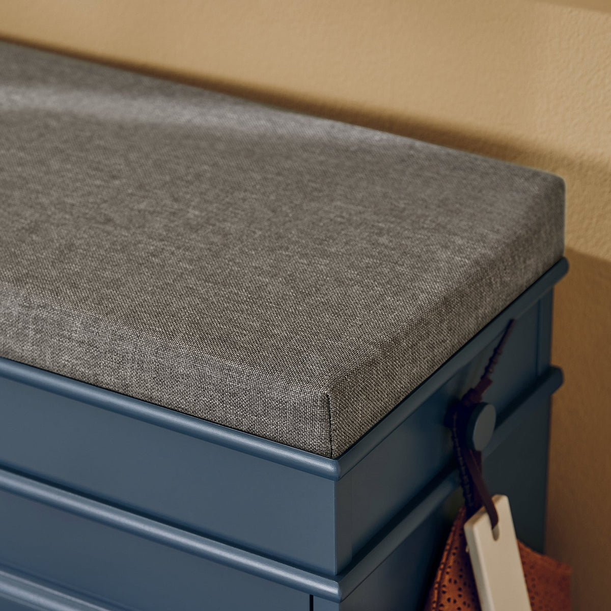 SoBuy schoenenbank FSR82-L-B met kussen, lade en haak - Blauw - 75 × 24 × 52 cm