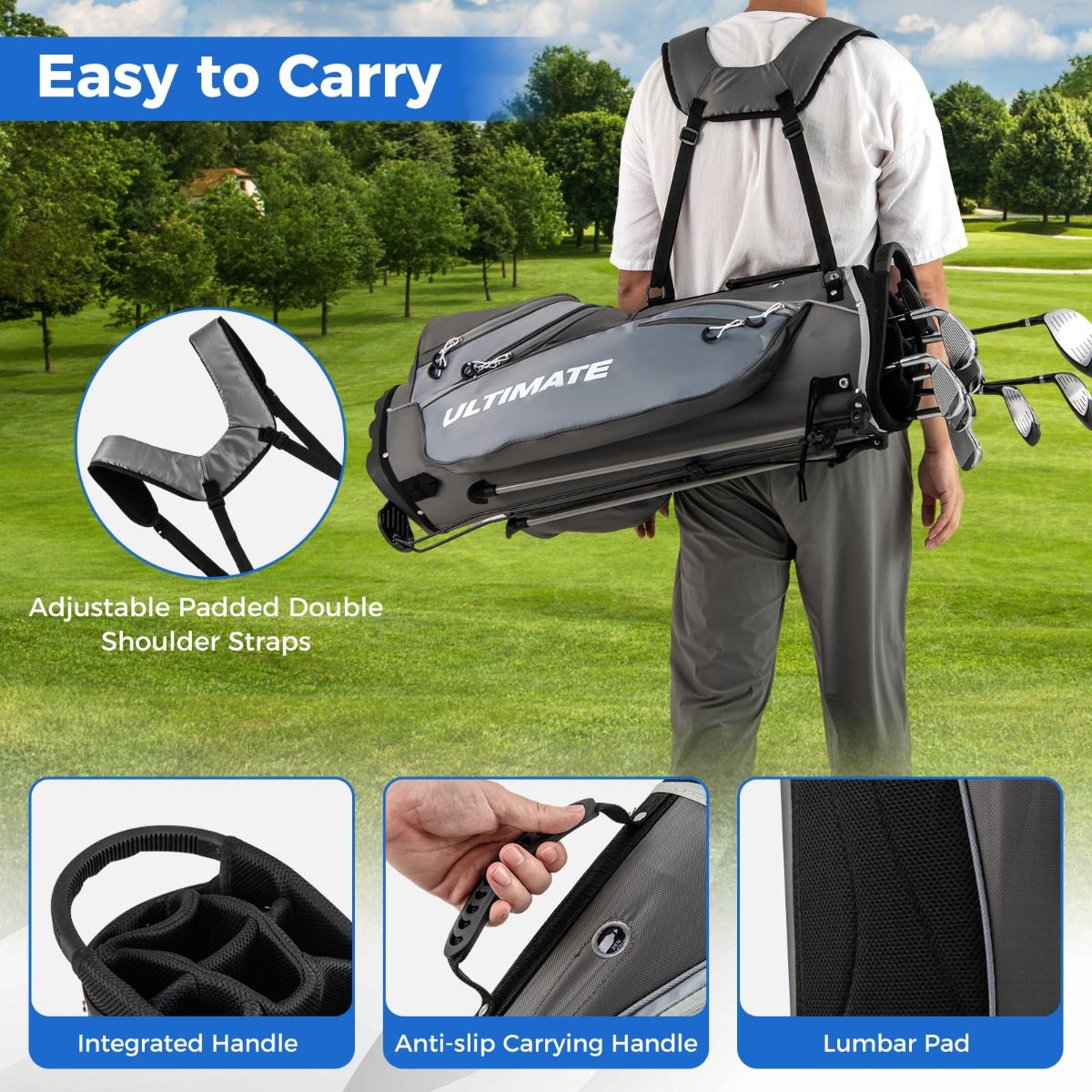 Coast Heren Golfset - 9-delig - Rechtshandig - Inclusief regenhoes - Grijs