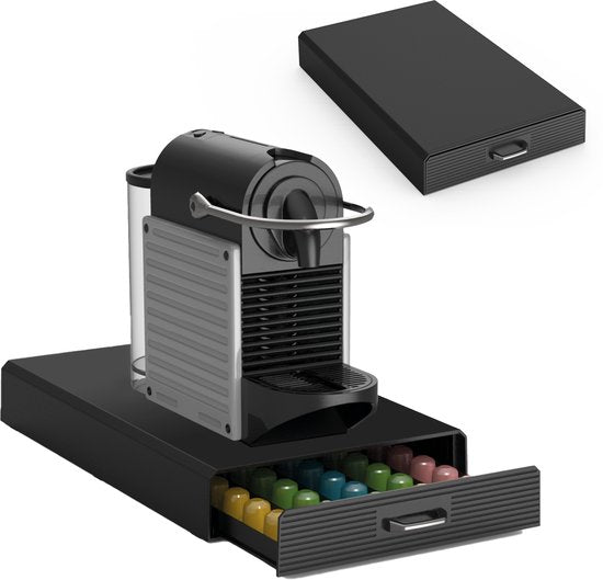 BRASQ CD100 Koffiecapsulehouder met Lade – Voor 50 Nespresso Capsules – Zwart