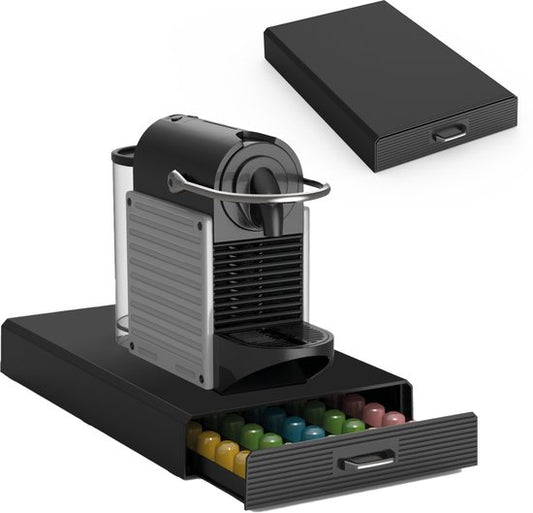 BRASQ CD100 Koffiecapsulehouder met Lade – Voor 50 Nespresso Capsules – Zwart